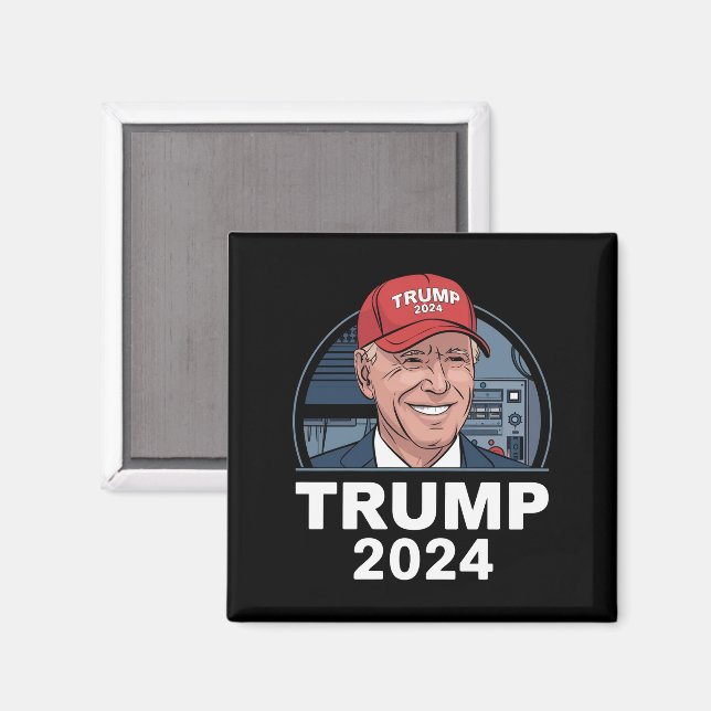 Joe biden Wearing A Trump Hat Magnet (Front/Back)