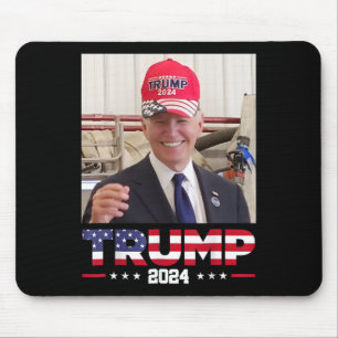 Joe Biden Wearing A Trump Hat Mouse Pad