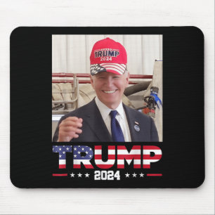 Joe Biden Wearing A Trump Hat Mouse Pad