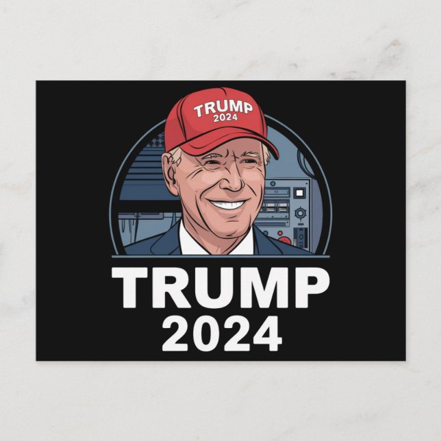 Joe biden Wearing A Trump Hat Postcard (Front)