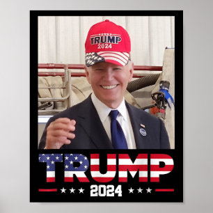 Joe Biden Wearing A Trump Hat Poster