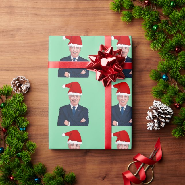 JOE BIDEN WEARING SANTA HAT WRAPPING PAPER (Holiday Gift)