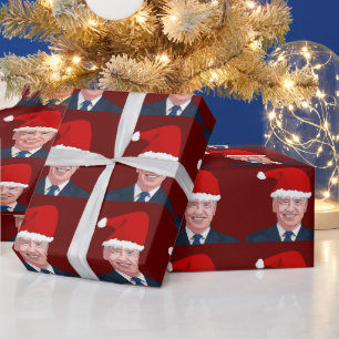 JOE BIDEN WEARING SANTA HAT WRAPPING PAPER