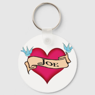 Joe - Custom Heart Tattoo T-shirts & Gifts Key Ring