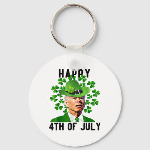Joe Happy 4th Of July Confused Funny Biden St Patr Key Ring