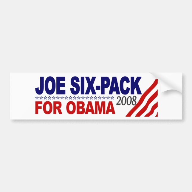 Joe Six-Pack for Obama 2008 Bumper Sticker (Front)