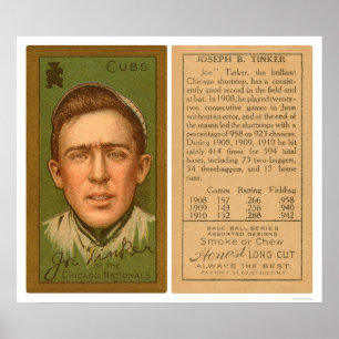 Joe Tinker Cubs Baseball 1911 Poster