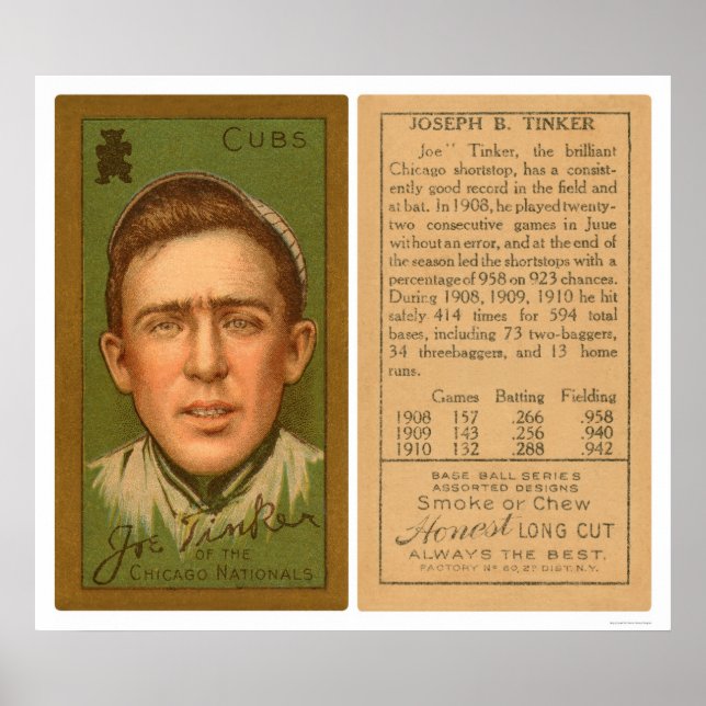 Joe Tinker Cubs Baseball 1911 Poster (Front)