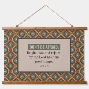 Joel 2:21 Do Not Be Afraid Retro Pattern Hanging Tapestry