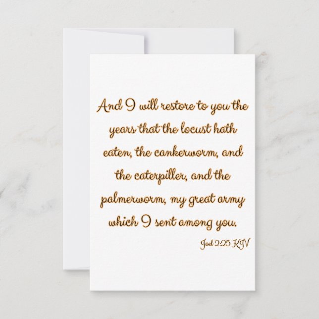 Joel 2:25 KJV Bible Verse Christian Scripture Card (Front)