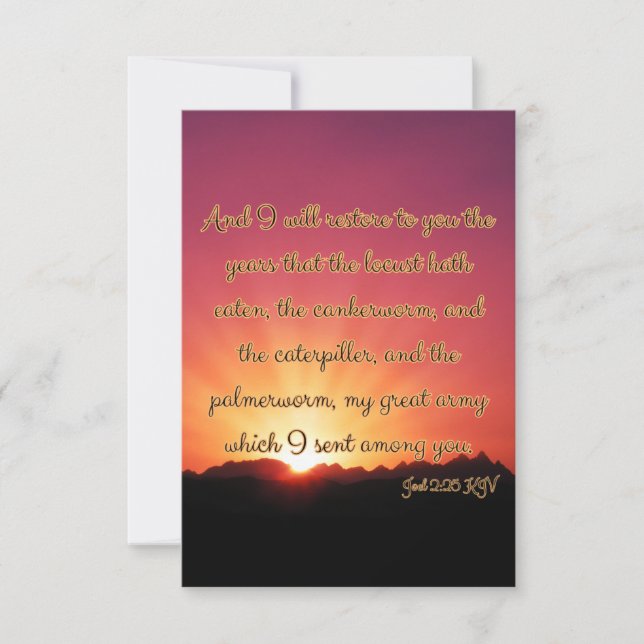 Joel 2:25 KJV Bible Verse Christian Scripture Pic Card (Front)