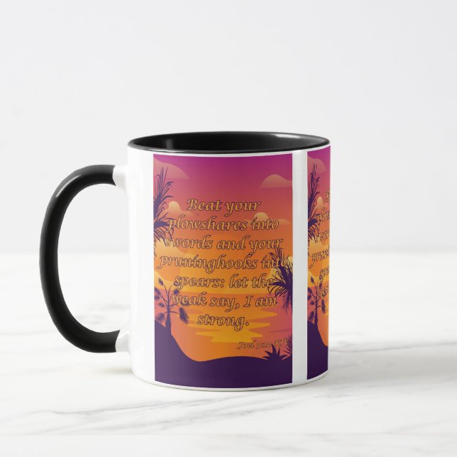 Joel 3:10 KJV Bible Verse Christian Scripture Pic Mug (Left)