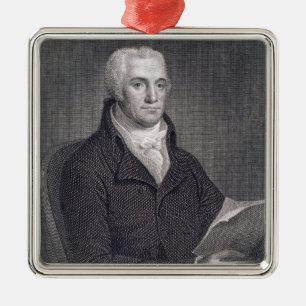 Joel Barlow (1754-1812), engraved by Asher Brown D Metal Ornament