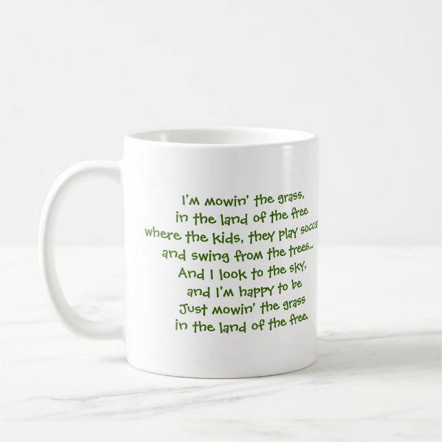 Joel J Mug with Lawnmower Lyrics! (Left)