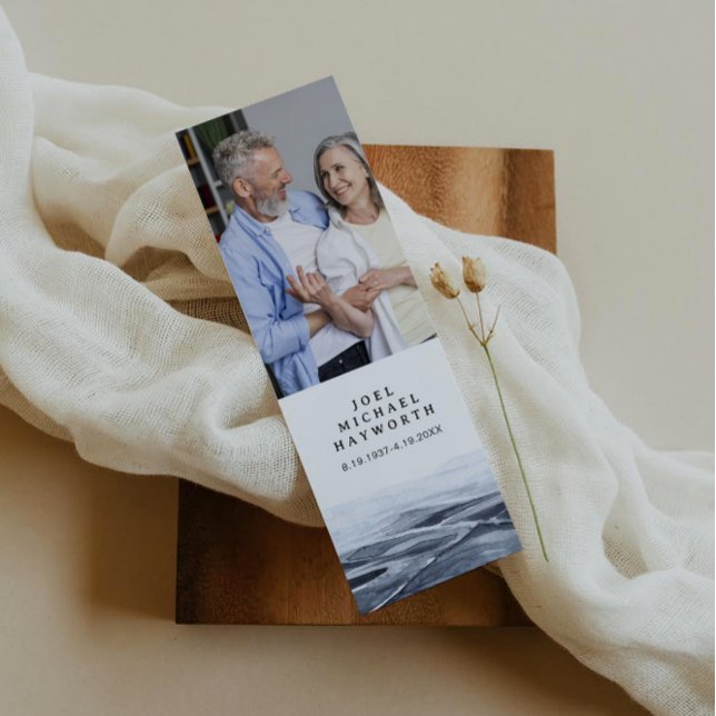 JOEL Minimalist Ocean Water Funeral Poem Bookmark Mini Business Card (Creator Uploaded)