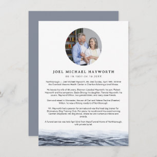 JOEL Minimalist Ocean Water Photo Obituary Card