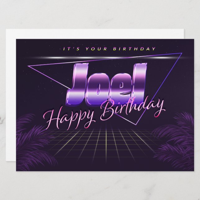 Joel Name First name lila retro card Birthday (Front/Back)