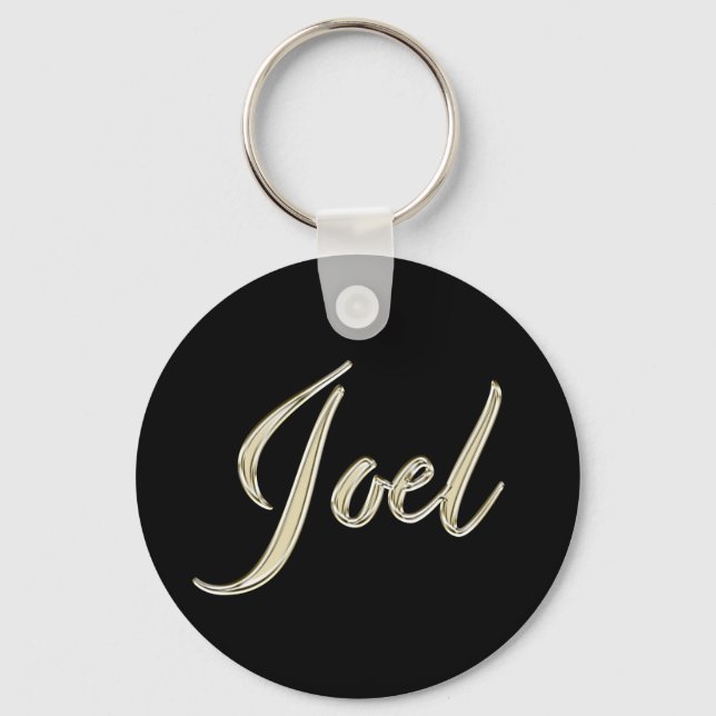 Joel Name whitegold Button Schlüsselanhänger Key Ring (Front)