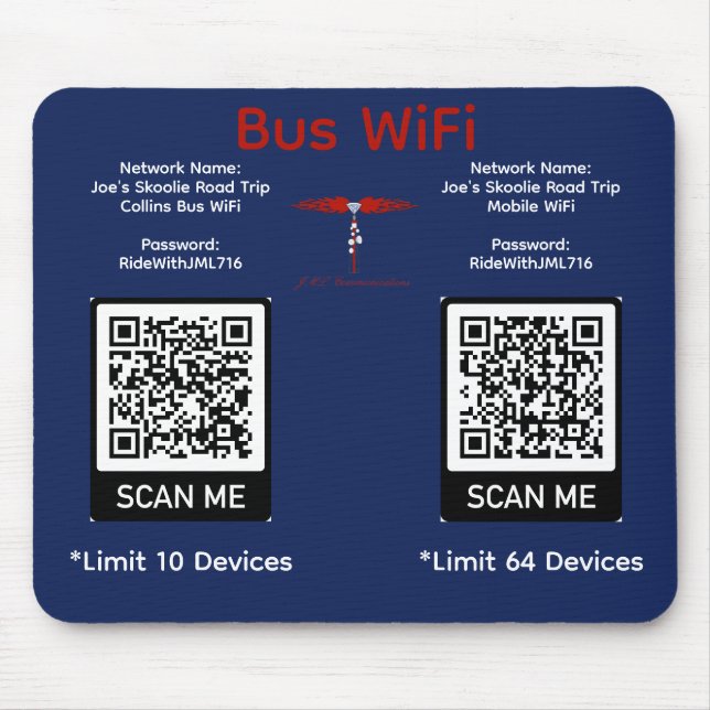 Joe's Road Trip Collins Bus WiFi Mousepad (Front)