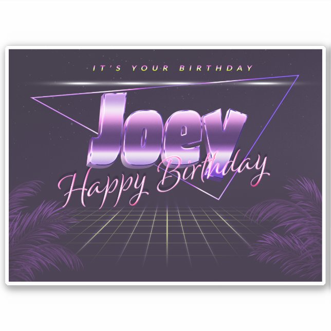 Joey Name first name purple retro sticker birthday (Front)