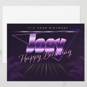 Joey Name Vorname lila retro Karte Geburtstag Card