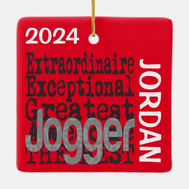 Jogger Extraordinaire CUSTOM Ceramic Ornament (Back)
