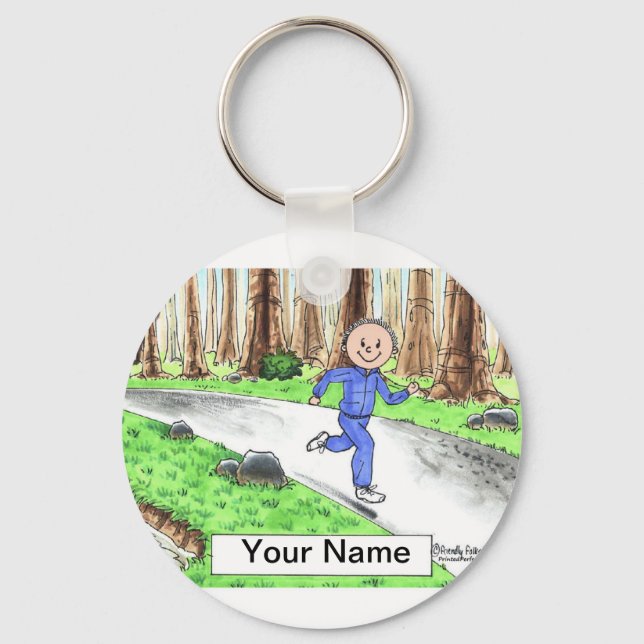 Jogger - Male Cartoon by PrintedPerfection.com Key Ring (Front)
