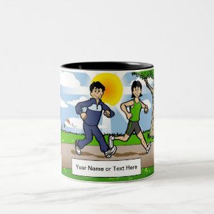 Jogger Runner- Couple Cartoon by PrintedPerfection Two-Tone Coffee Mug