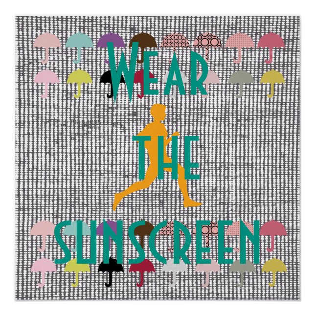 Jogging Beach Sunscreen Motivational Poster (Front)