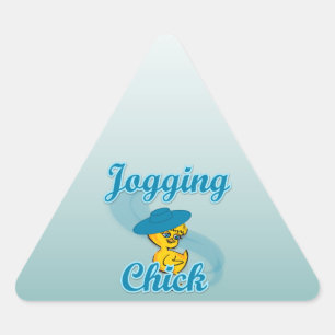 Jogging Chick #3 Triangle Sticker