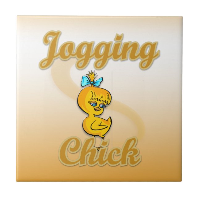Jogging Chick  Ceramic Tile (Front)