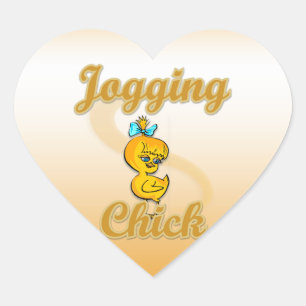 Jogging Chick Heart Sticker