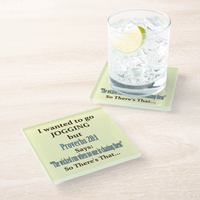 Jogging Humour Glass Coaster (Angled)