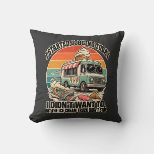 Jogging Ice Cream Truck Didn't Stop Runner Humour Cushion