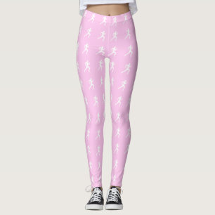 Jogging Runners & Heartbeat Line on Pastel Pink Leggings