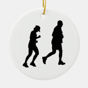 Jogging Silhouette Ceramic Ornament