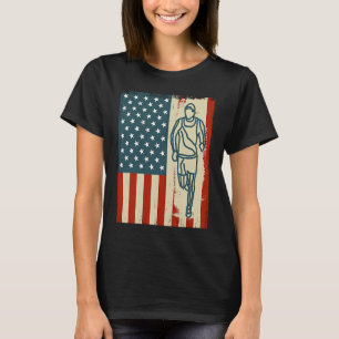 jogging us flag run running sport triathlon americ T-Shirt