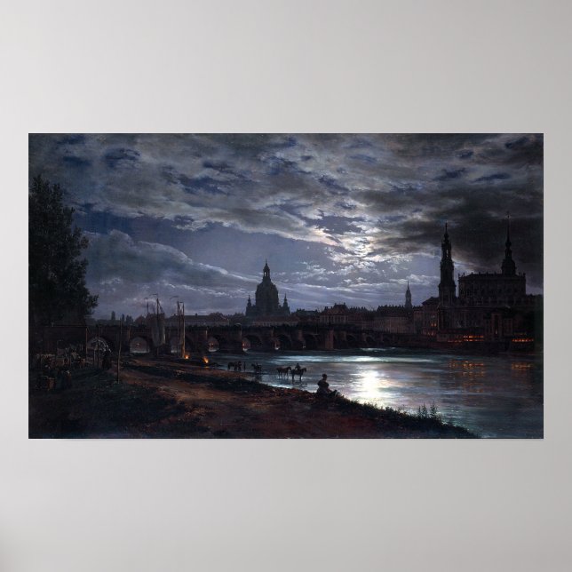Johan Christian Dahl View of Dresden by Moonlight Poster (Front)