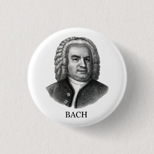 Johann Sebastian Bach, black 3 Cm Round Badge