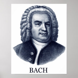 Johann Sebastian Bach, blue Poster
