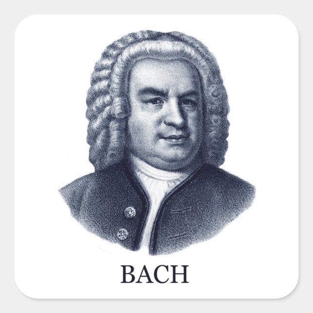 Johann Sebastian Bach, blue Square Sticker (Front)