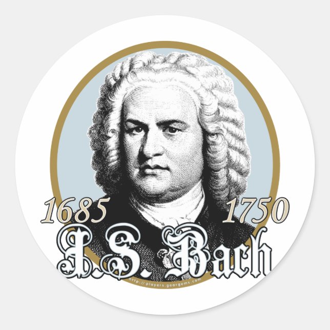 Johann Sebastian Bach Classic Round Sticker (Front)