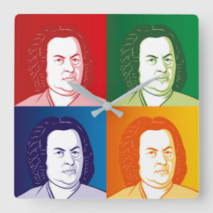 Johann Sebastian Bach im Cartoon Stil Square Wall Clock