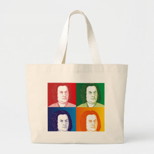 Johann Sebastian Bach in Cartoon Style Large Tote Bag