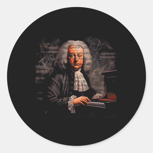 Johann Sebastian Bach Music Composer Piano Classic Round Sticker (Front)