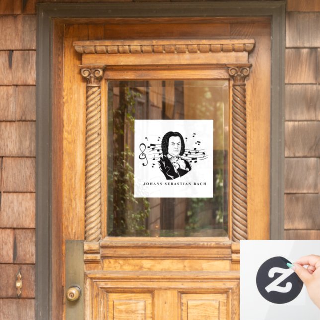 Johann Sebastian Bach Portrait and Bust with Notes (Home Door)