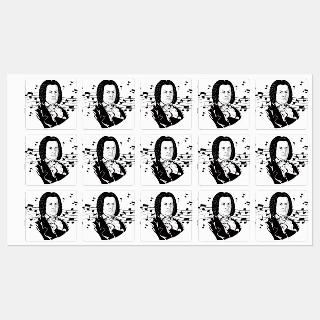 Johann Sebastian Bach Portrait and Bust with Notes (Sheet)