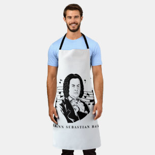 Johann Sebastian Bach Portrait and Bust with Notes Apron