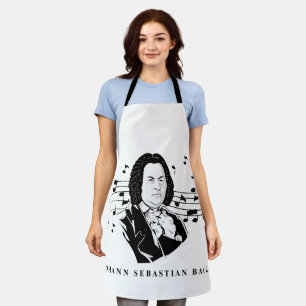 Johann Sebastian Bach Portrait and Bust with Notes Apron