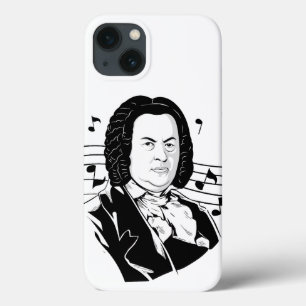 Johann Sebastian Bach Portrait and Bust with Notes iPhone 13 Case